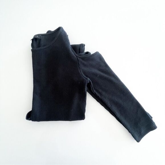 Dynamite Dress Bodycon Cold Shoulder Midi Black Ribbed Women's S - Picture 5 of 8